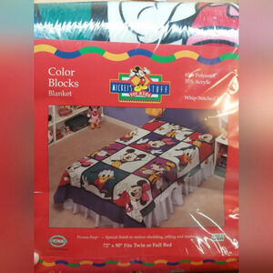 Vintage Mickey & Friends Colorblock Twin Full Blanket Deadstock